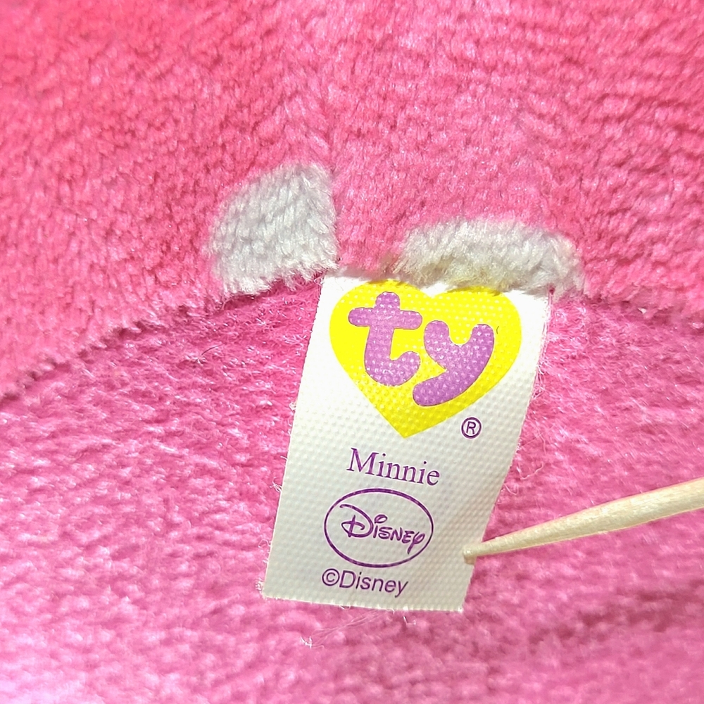 TY Minnie Mouse Beanie Ballz 8" Disney Stuffed Plush Ball Pink w/White Dots 2013 - Picture 8 of 11